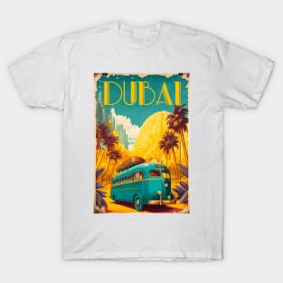 Dubai Desert Vintage Travel Art Poster T-Shirt